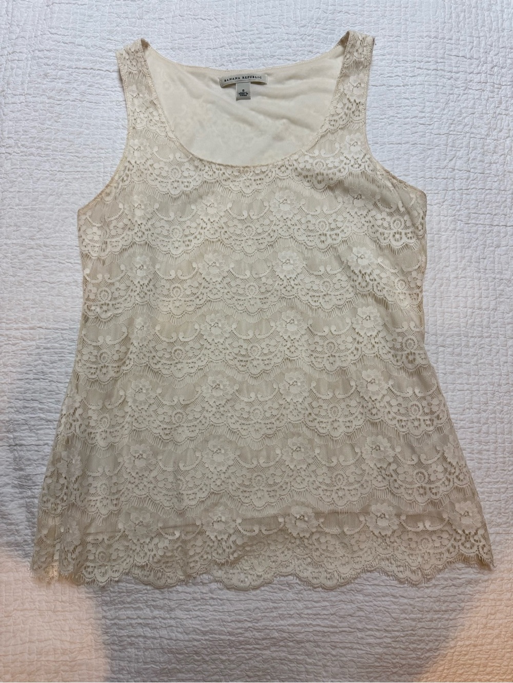 Banana Republic Cream Lace Overlay Tank